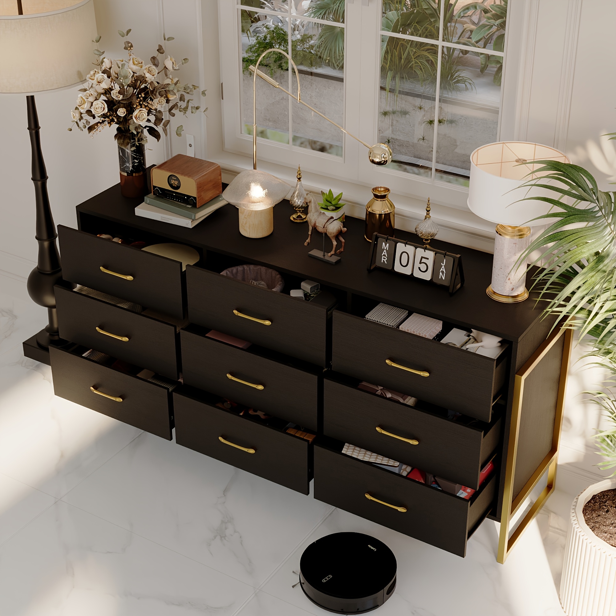 9 drawer dresser storage cabinet drawer cabinet metal frame - Temu