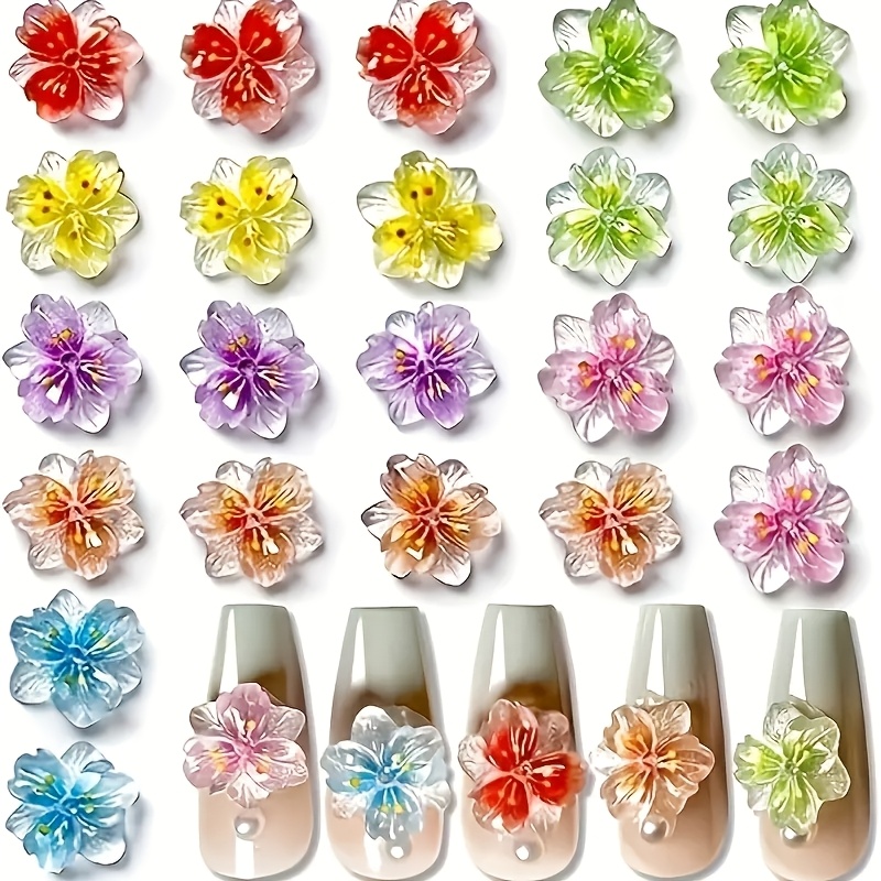 

40 Nail Ornaments, Semi-transparent 3d Resin Petals For Nail Art Design, Fragrance- Jewelry Decoration