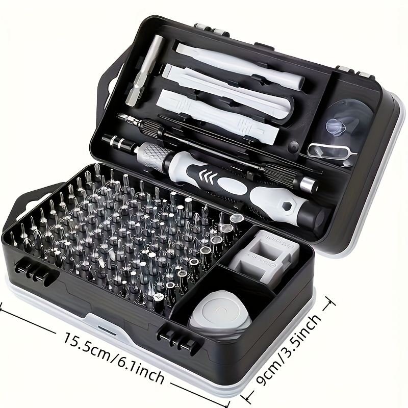 a 117 in 1 multifunction screwdriver set that allows for precise disassembly and can handle everything from phones to computers and watches   it     repair needs with strong magnetic bits and a non slip handle Product details 5