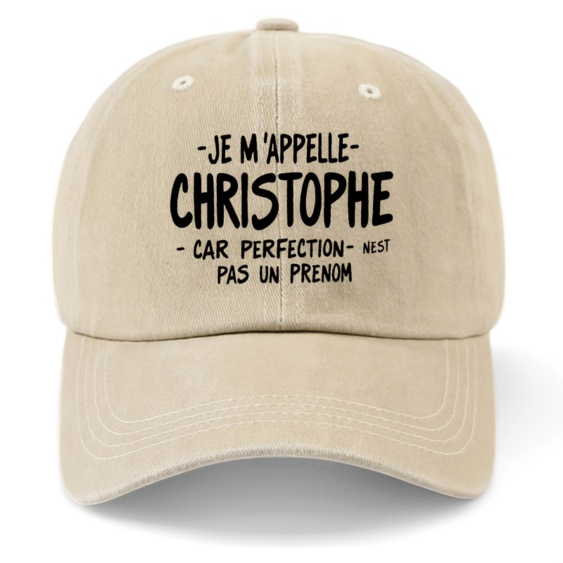 TEMU 1 pièce, Casquette de baseball à imprimé CHRISTOPHE, PERFECTION, Casquette de papa unisexe réglable, Style décontracté, Légère 100 % polyester,