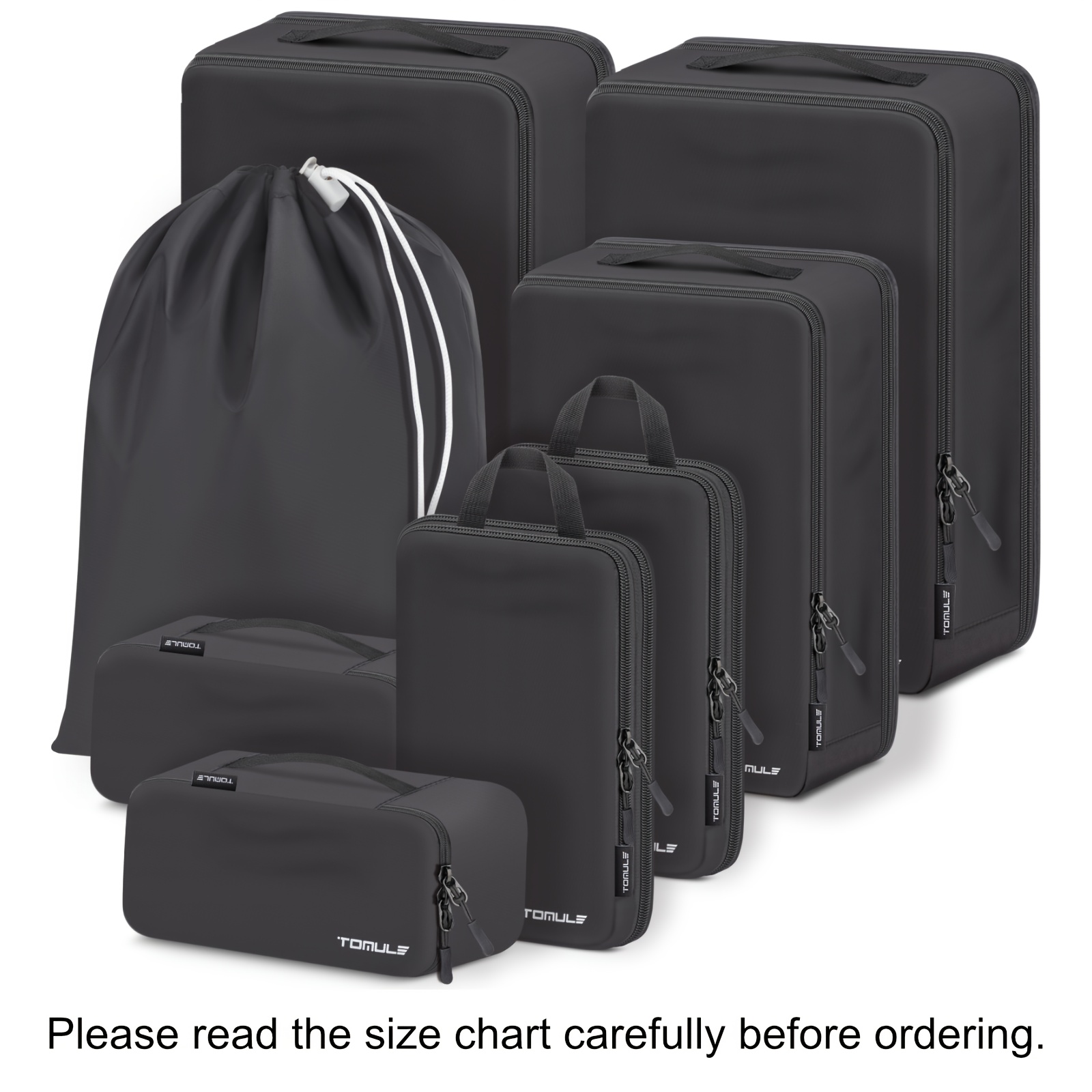 

Set Of 8 Packing Cubes, Tomule Travel Organizers For Carry-on Luggage, Bags For Suitcases & Travel Cubes In White