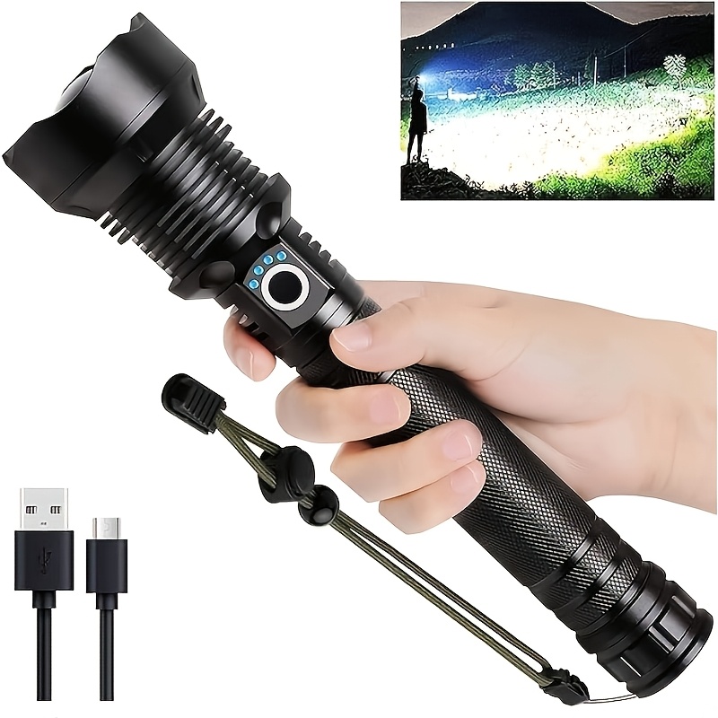 TEMU Rechargeable Led Flashlight | High Tactical Flashlight, Handheld Powerful, Suitable For Fishing, Camping, Mountain Climbing, Maintenance, ,
