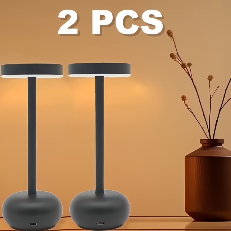 TEMU 2pcs 3-color Dimmable Desk Lamp With Touch Control, Adjustable 3000k-7000k Warm To Cool White Light, Metal & Pc Office Lamp With Silicone Base