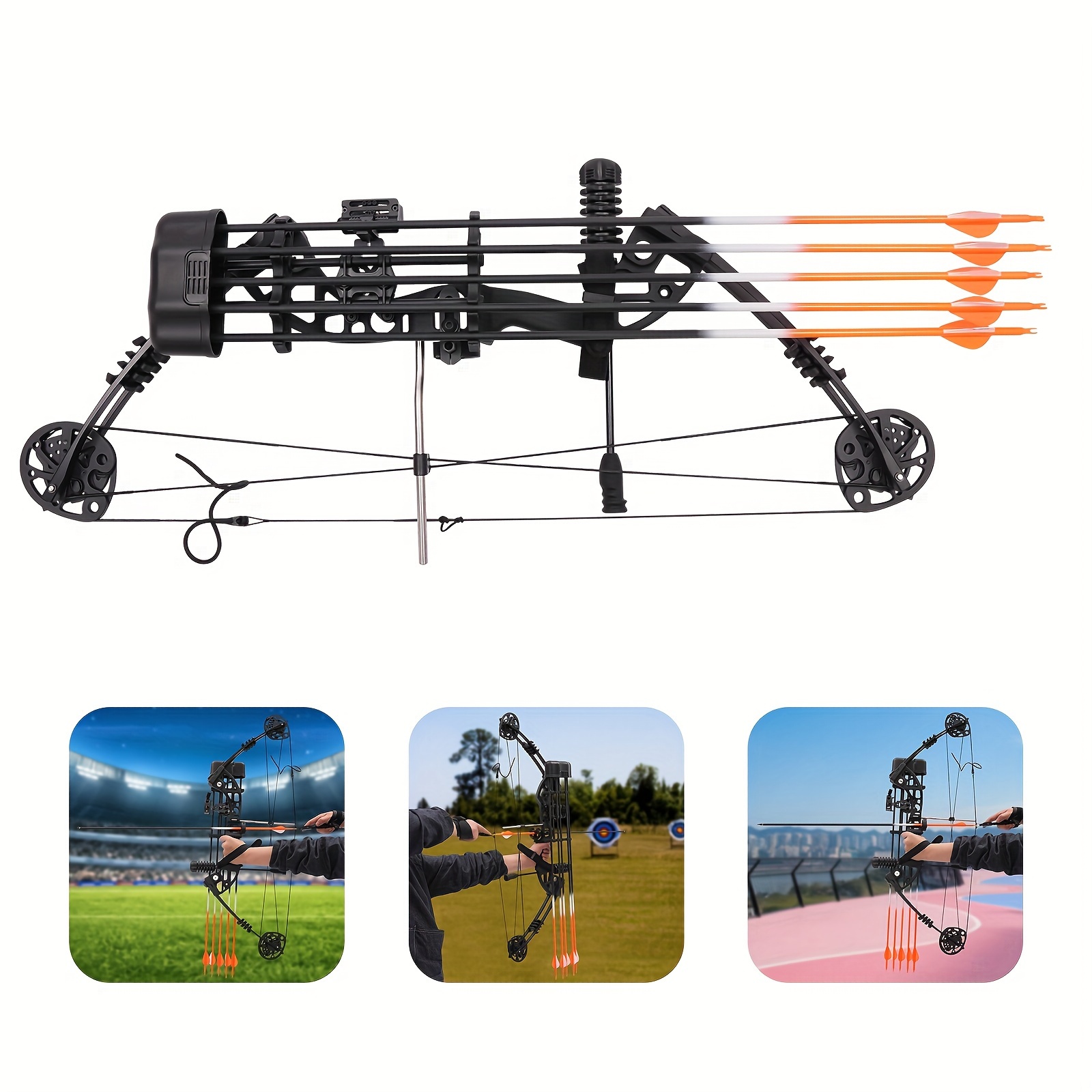 

An Adult Archery And Hunting Kit Featuring A Compound Bow With A Draw Weight Of 35 To 60 Pounds And A Speed Of 329 Feet Per Second, Inclusive Of A Set Of 12 Arrows.