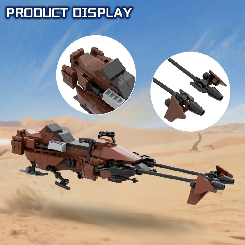 Image of 147pcs Speeder Bike Building Blocks Set, Desert Scout Vehicle Construction Kit, Brown Modular Scout Craft With Twin Engines, Desktop Display Ornament, Perfect Gift For Collectors, Fans & Hobbyists