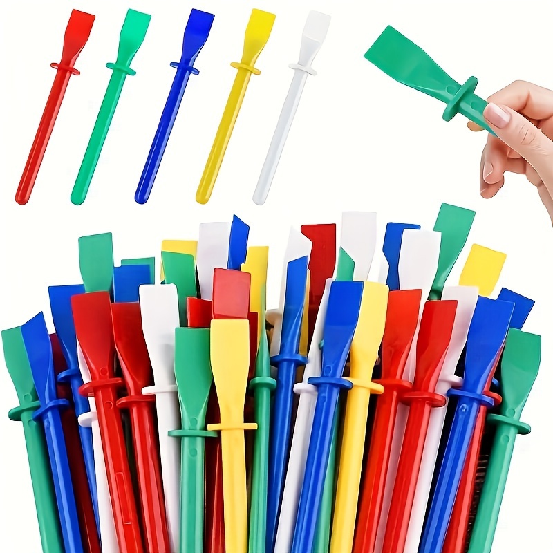 

10pcs Colorful Plastic Glue Spreaders, Adhesive Applicator Sticks, Easy-to-clean Glue Scrapers For Diy Leather Crafts And Art Projects - Multicolor Pack