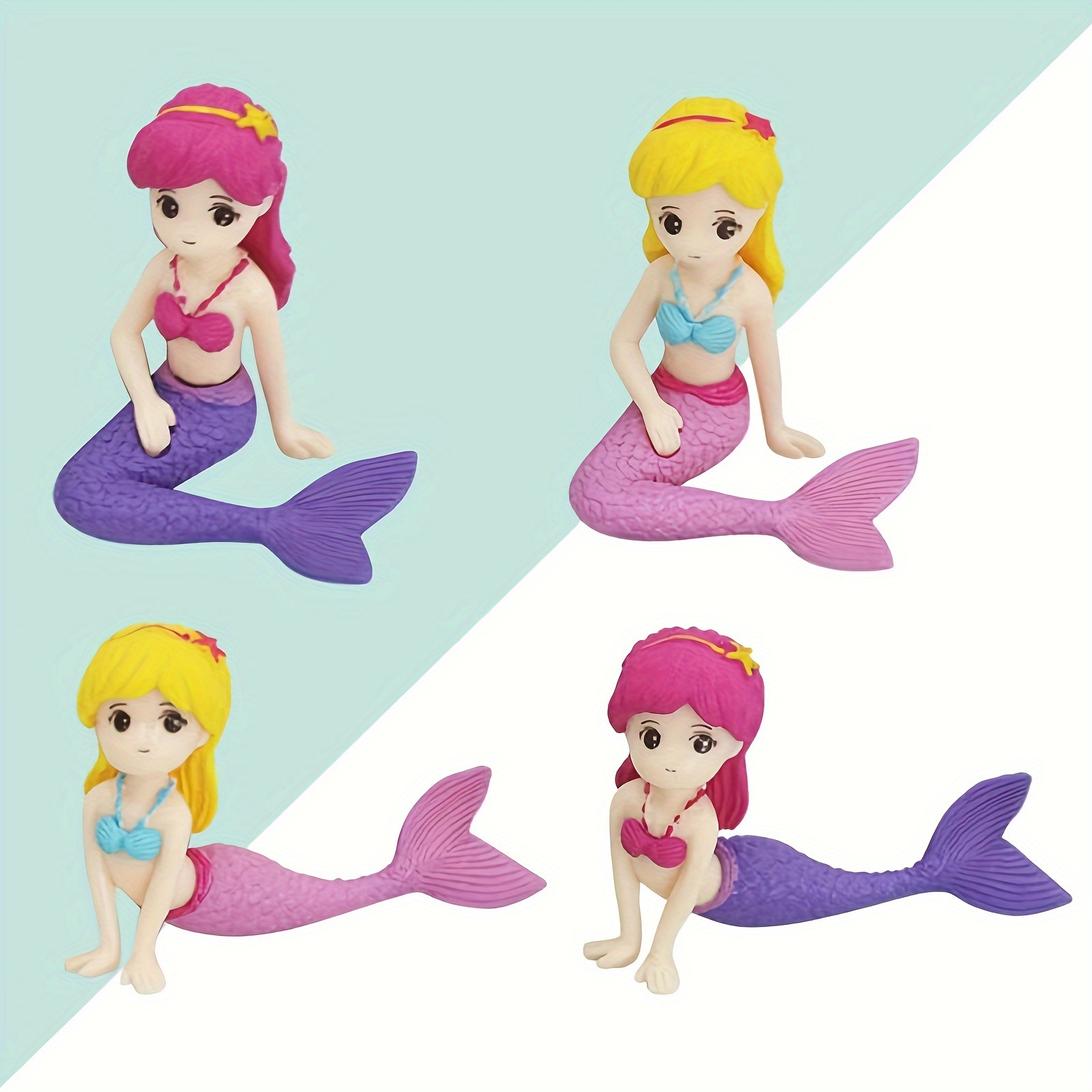 

4pcs Miniature Mermaid Figurines, Doll Figurines Cake Decoration Home Terrarium Decoration Diy Crafts