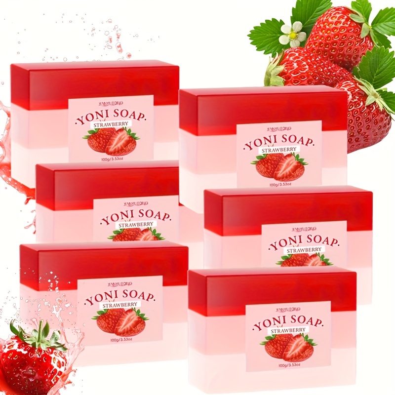 TEMU Cleansing Skin, Balancing Value Women's Strawberry Intimate Soap 6pcs, Soap And Bath Products