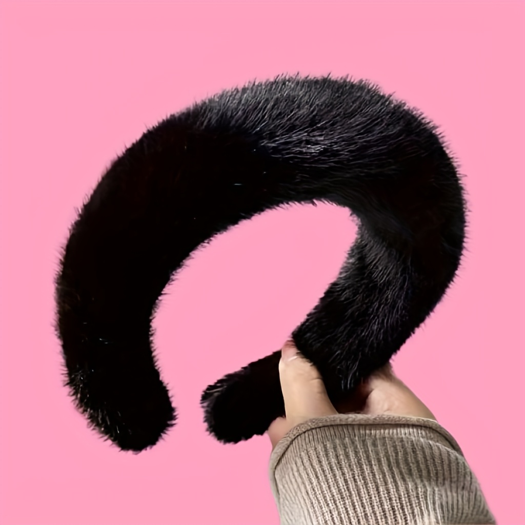 TEMU Fascia per capelli a tesa larga in peluche /inverno per lavare il , stile chiusura , morbida e , per appassionati di moda, tessuto qualit�,