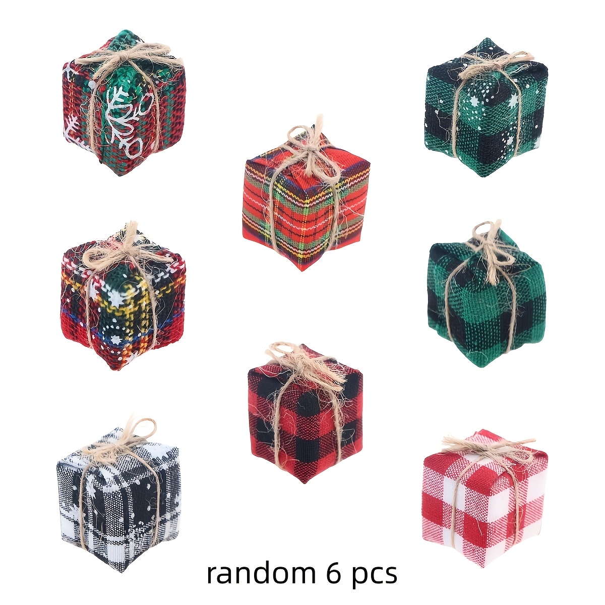 TEMU Random 6pcs Christmas Series Mini Gift Box Decorative Hanging Ornaments, Foam Small Gift Box Hanging Pendants, Christmas Tree Ornaments, Holiday
