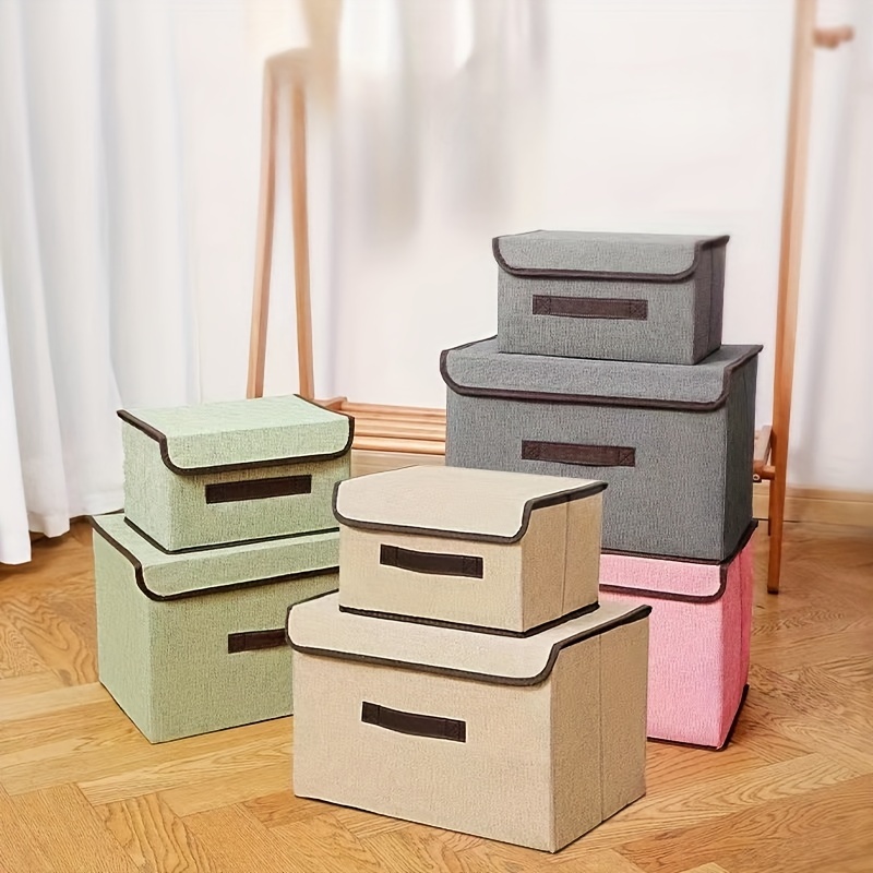 

4 Storage Boxes With Lids And Handles, Foldable Fabric Storage Box, Foldable Storage Box For Organizing And Storing, Home Storage, Cabinet Storage, Snack Storage, Essential Home Storage