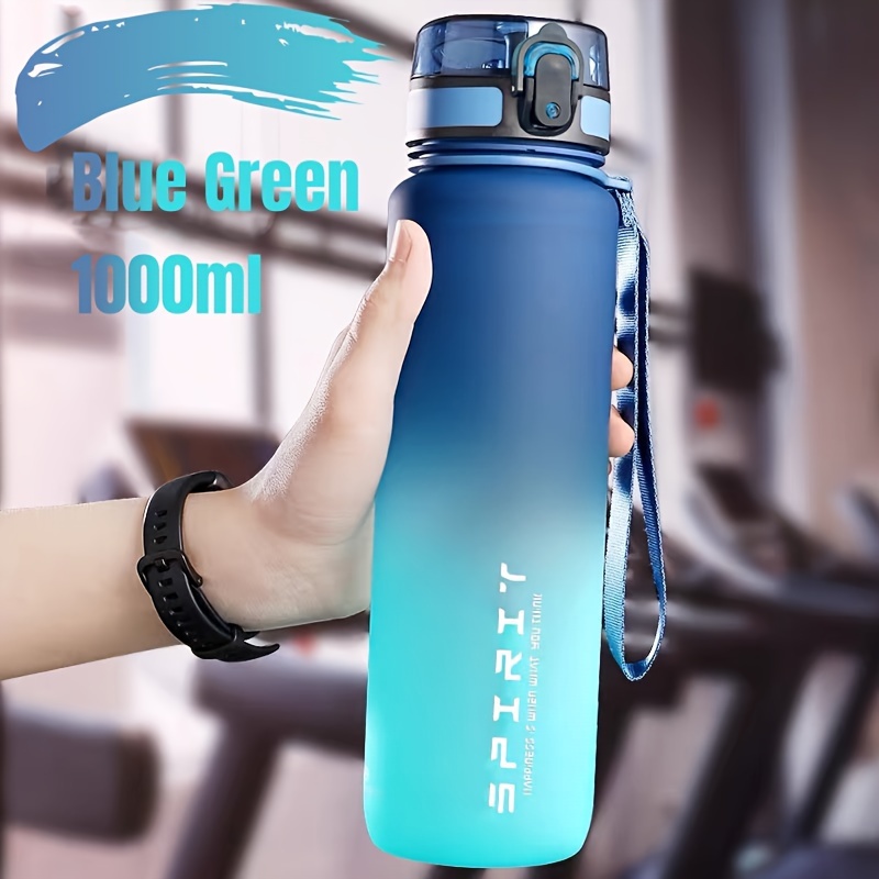 TEMU 1pc Gradient Color Sports Water Bottle, 1000ml/33.8oz, Leakproof Flip-top, One-click Open With Convenient Carrying Strap, Ideal For Gym And Outdoor Activities