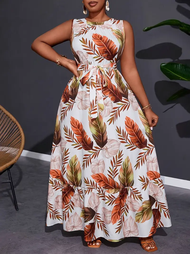 plus size womens bohemian tropical plant print sleeveless - Temu plus size womens bohemian tropical plant print sleeveless - Temu