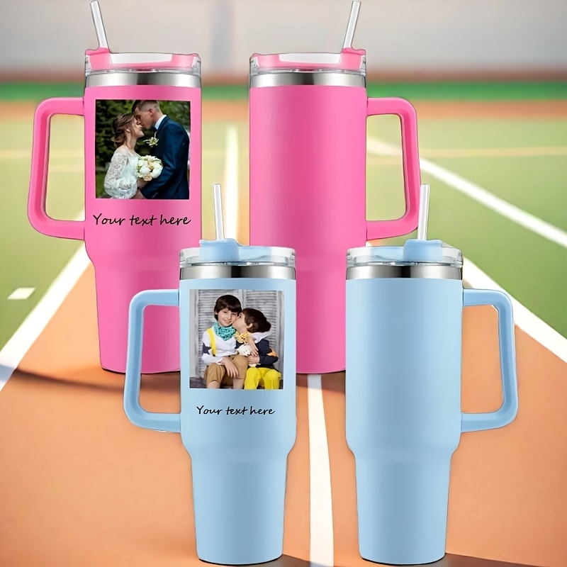 1pc customizable 40oz stainless steel tumbler with straw and lid personalized photo text insulated coffee mug ideal for valentines day christmas gift for parents friends lovers no electricity needed details 1