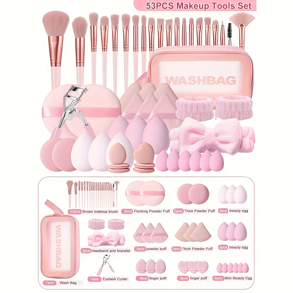 45pcs Makeup Brush and Sponge Set Professional Makeup Brush Set Triangle Foundation Puff Cleaning Foundation Puff Makeup Tool Set