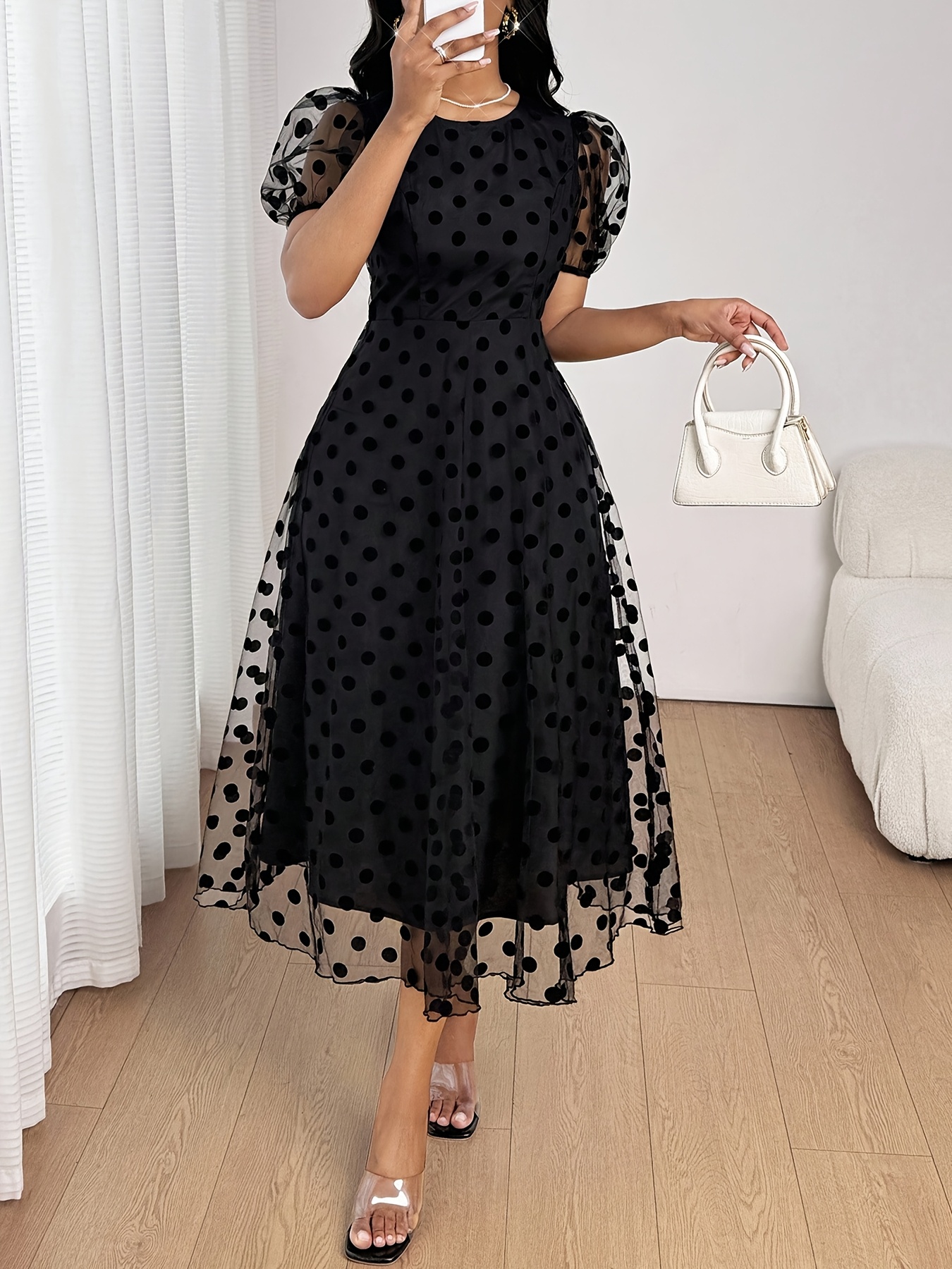 knee length dresses for ladies Heidi Black Midi Dress main image 1