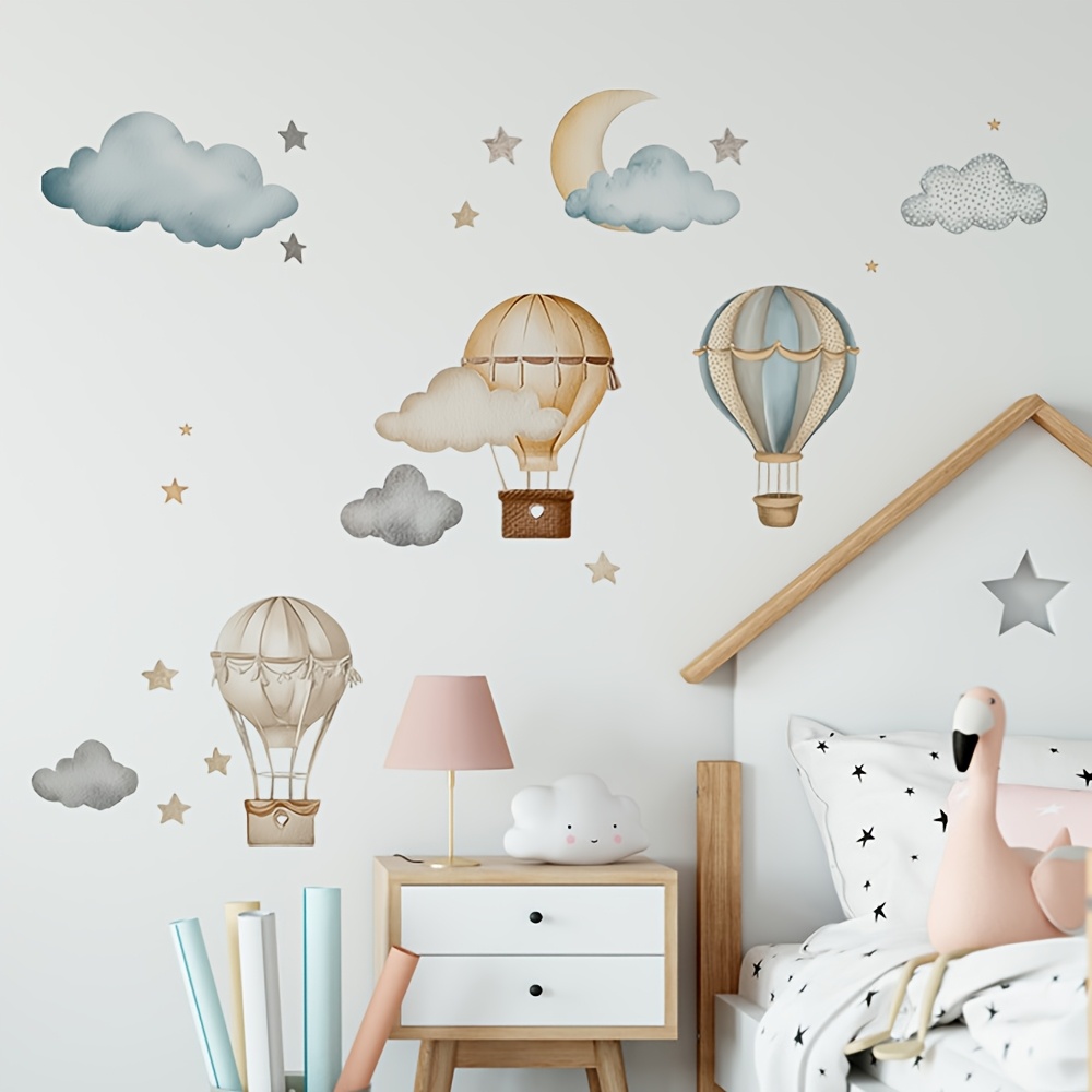 1pc Festive Balloontheme Wall Decal - Hot Air Balloon Wall Sticker Removable Wall Sticker For Living Room, Bedroom, Dining Area & Entryway, Door Sticker The Size Is 30*60cm Self-adhesive Wall Decor