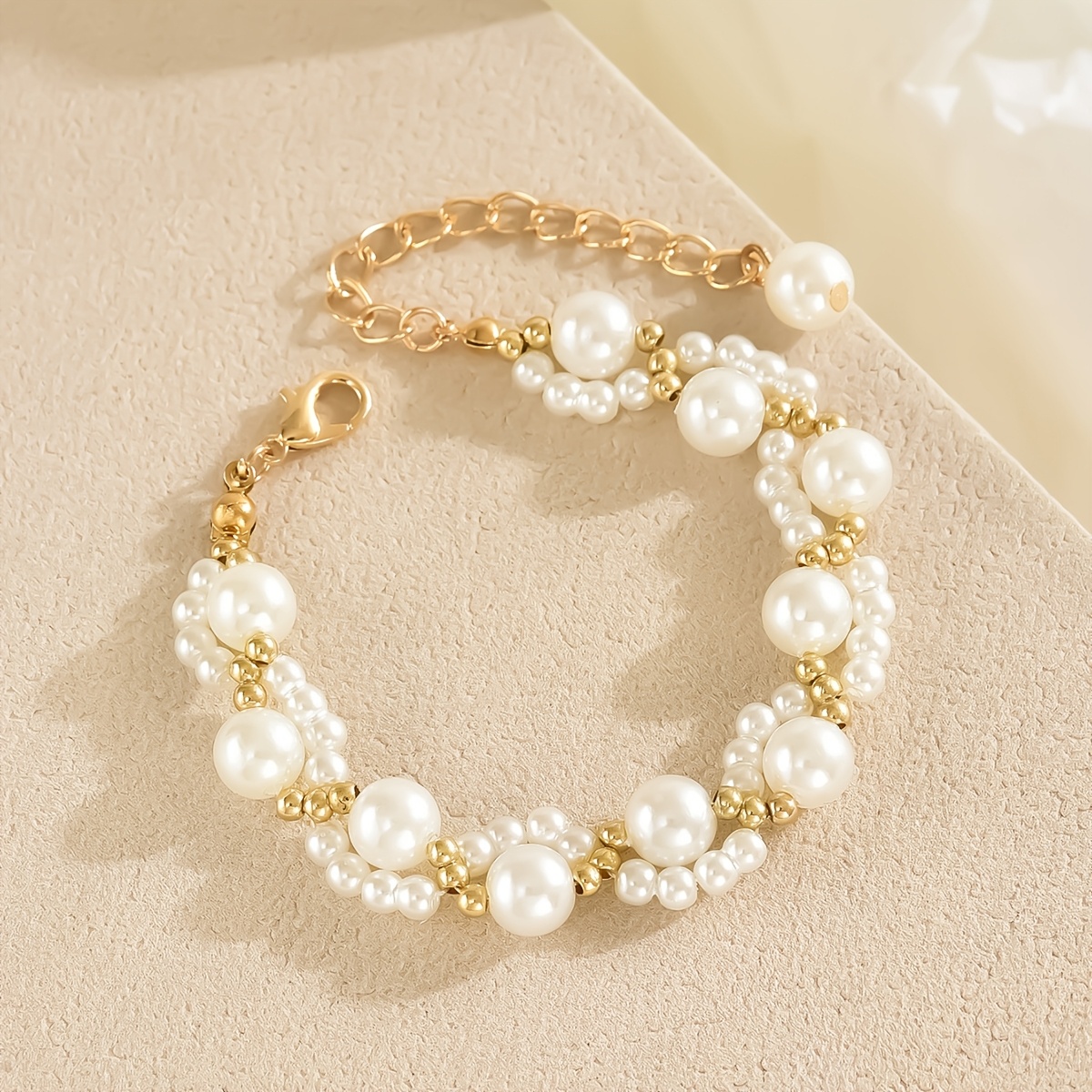 TEMU 1pc Women's Fashion Beaded Chain Pendant Bracelet, Stylish And Minimalist Jewelry, Suitable For Daily Wear