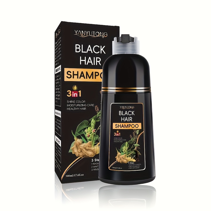 Image of 500ml Black Hair Dye Shampoo, Moisturizing , Long-lasting And Fast Hair Dye Softening Shampoo, Suitable For All Hair Types - Unisex