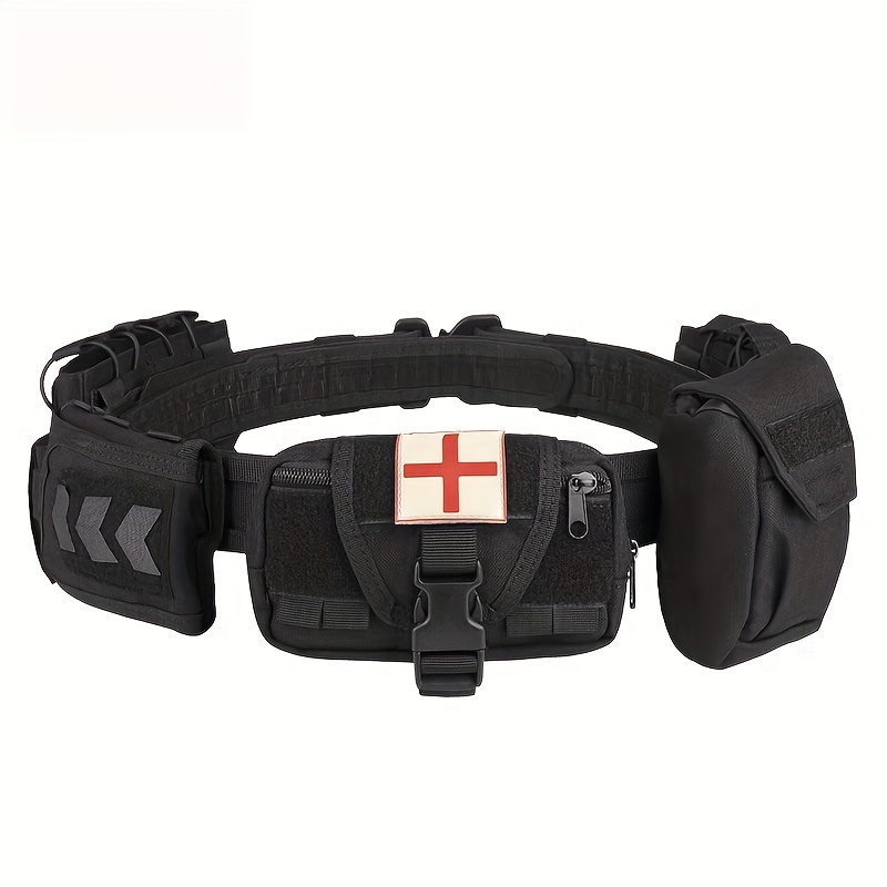 Waist Support Hunting Belt With Buckle Multi-purpose Climbing  Multi-function Loop Waistband Outer Girdle Fast Quick Release Black
