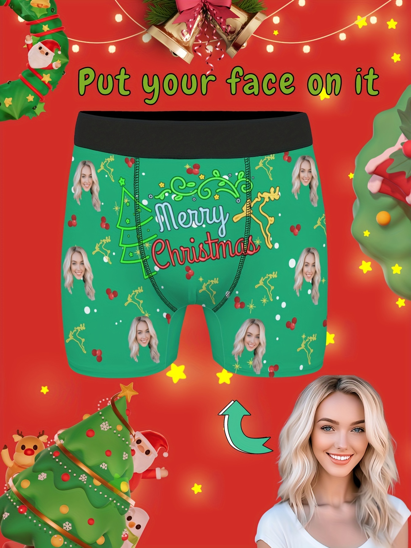 Custom Photo Underwear For Men – Personalized Face Boxer Briefs | Christmas, Birthday, Valentine’s Gift Idea