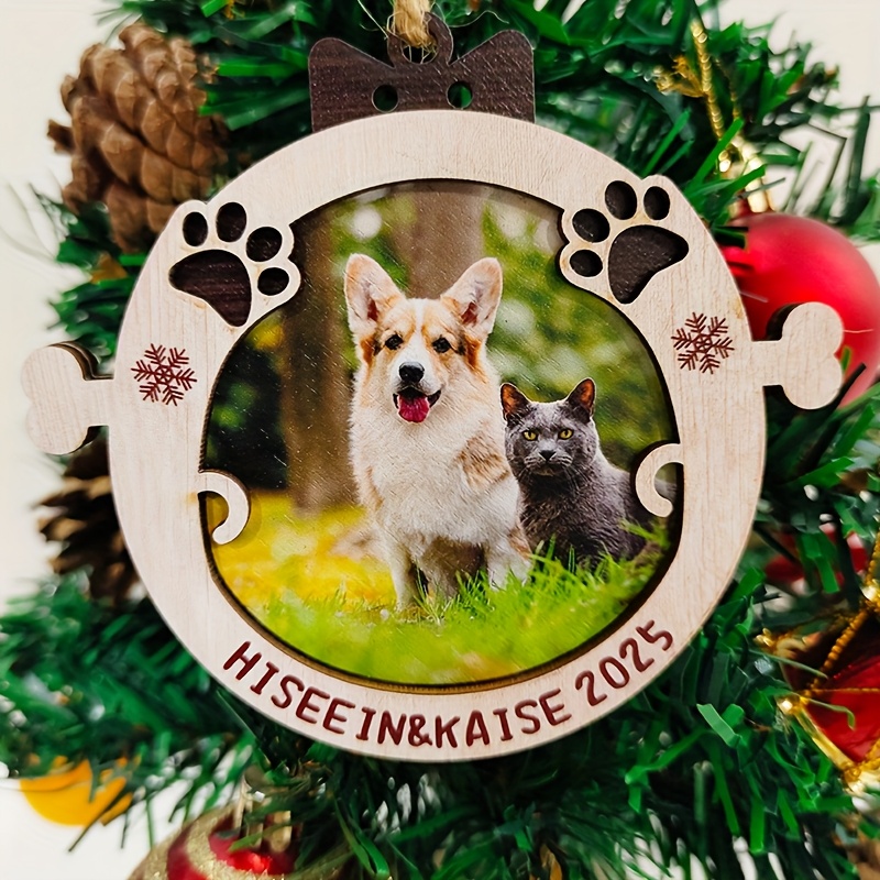Personalized Double-Layer Wooden Round Pet Memorial Pendant