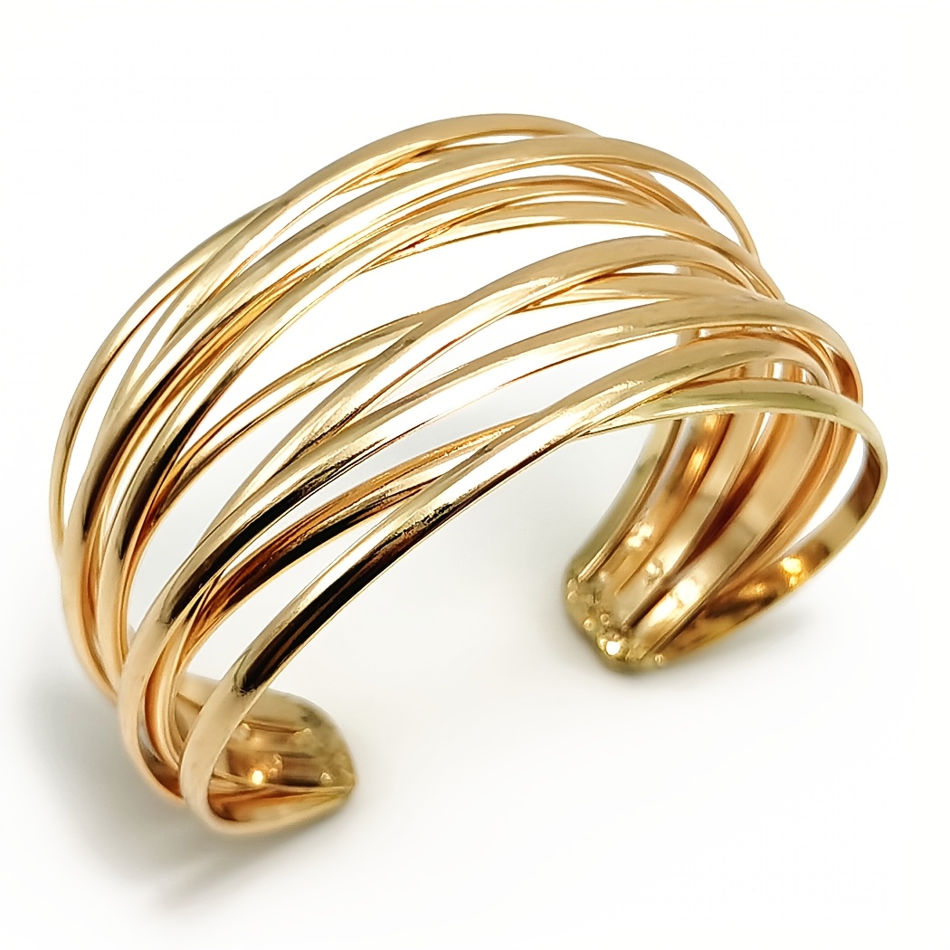 TEMU 1 pièce Bracelet ouvert large à visage plat en acier inoxydable de style Ins transfrontalier européen et américain, avec motif géométrique