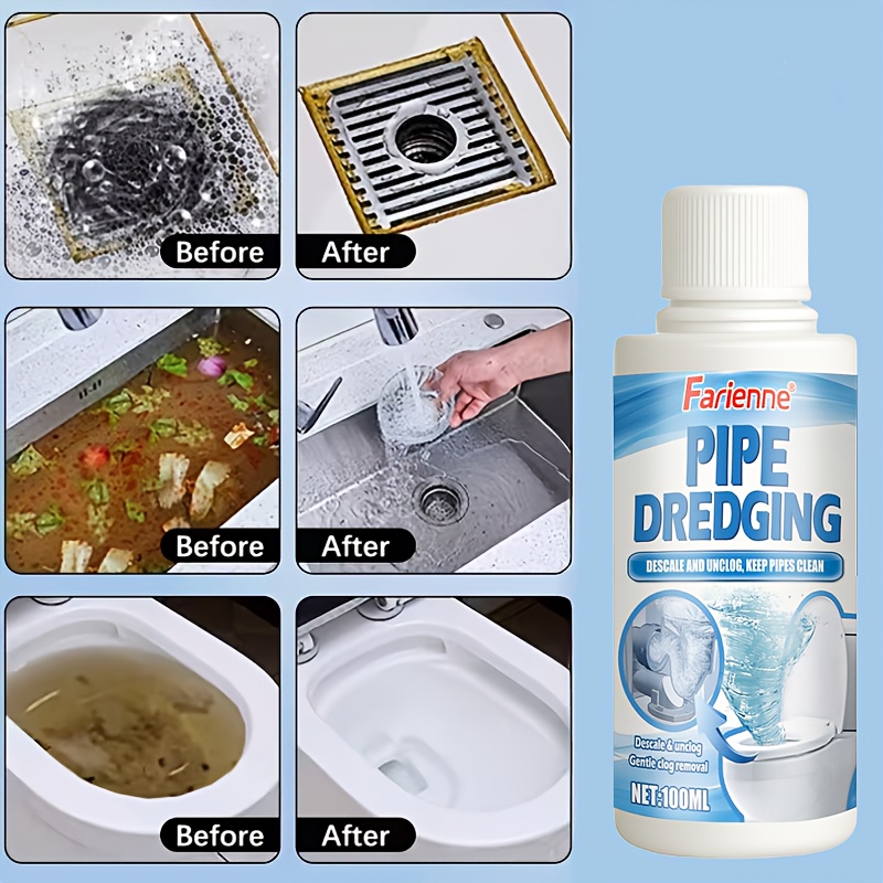 FARIENNE Advanced Pipe Unclogging Kit - Quick-acting Drainage Liquid, Specially Formulated to Prevent Blockages, Capable of Dissolving Hair and Oil Residues, an Easy-to-use Clog Remover, Suitable for Toilets, Sinks, Bathtubs and Floor Drains