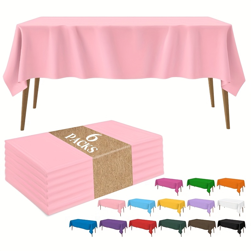 6pcs pink disposable tablecloths and plastic rectangular table covers for birthdays graduations weddings and picnics event tableware vibrant pink easy  