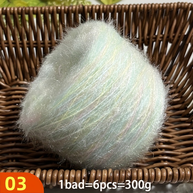 Image of Soft Long-haired Yarn For Hand Knitting Diy, Suitable For Crocheting Sweaters, Scarves, Jackets, Shawls, Hats, Coats, Etc., Handmade Diy Yarn, 1 Bag = 6pcs = 300g, 80% Acrylic, 20% Rayon