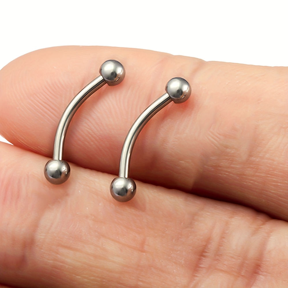 TEMU Juego de 2/6 Piezas de Pendientes de Titanio para Perforación de Cejas, Labios y Cartílago con Forma de Barra Curva G23 - Joyería Corporal para