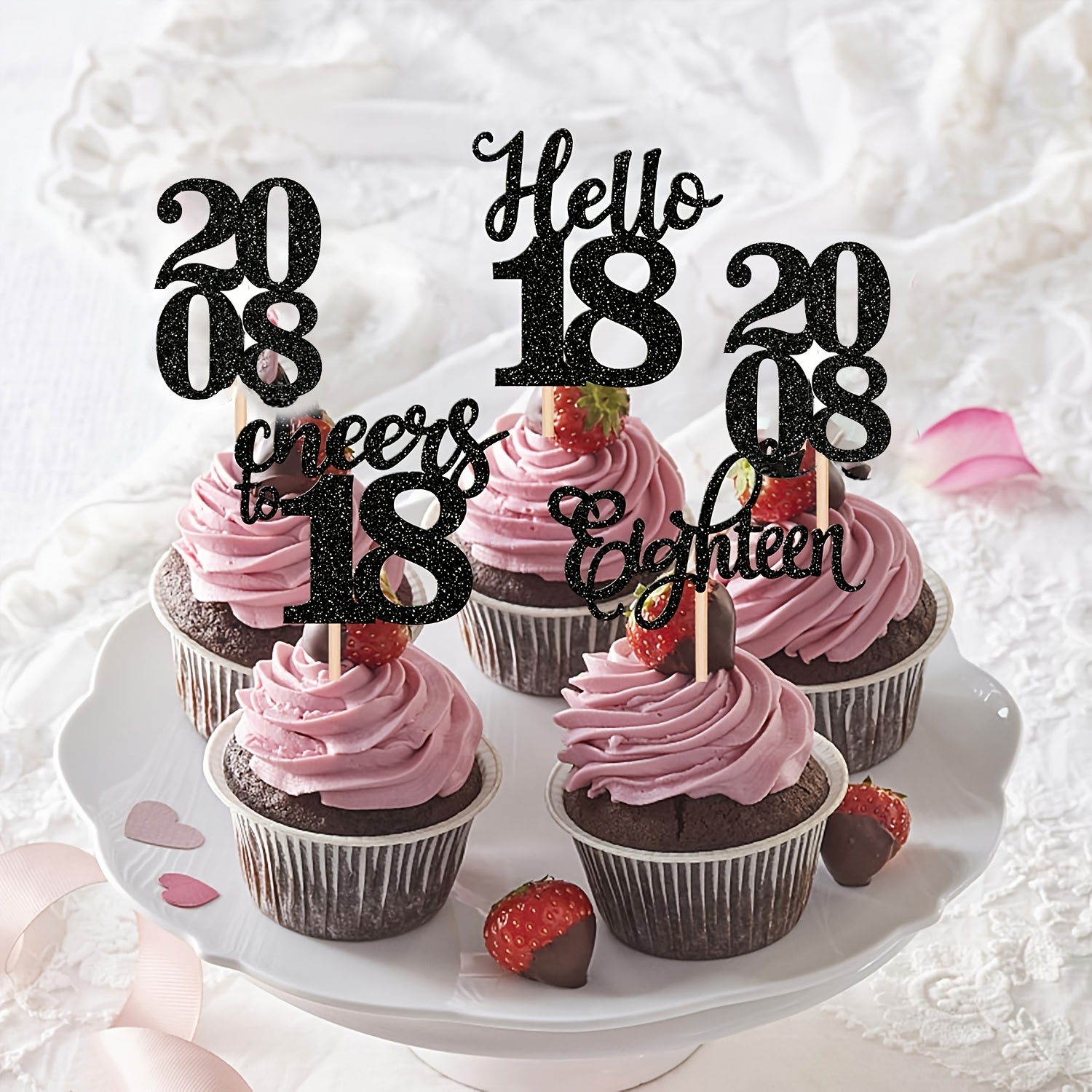 3 Topper Per Torta 60° Compleanno – Oro Glitterato 16 Cm – Decorazioni Per Cupcake – Cartone Biodegradabile