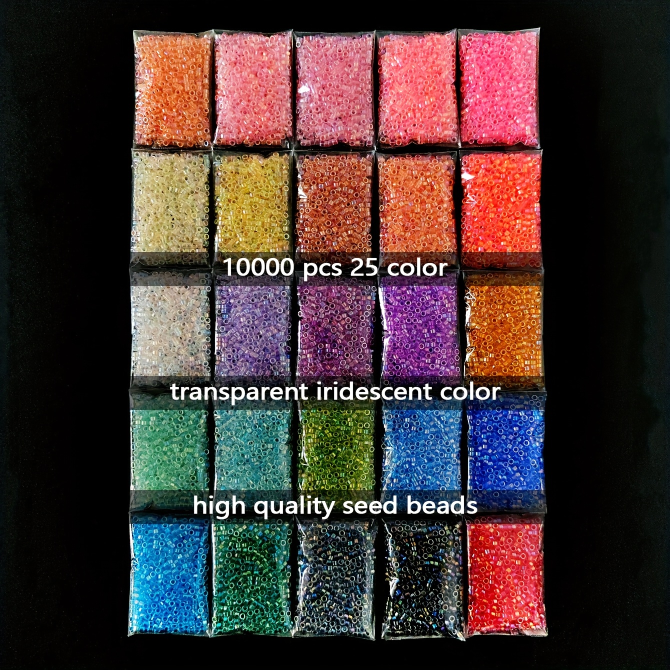 E-shop 10000 Stück 2,5 mm Super Exzellente Transparente -Schmuckherstellungs-Kit Perlenzubehör in 25 Farben, Jede Packung Wiegt 5 Gramm, Insgesamt 125