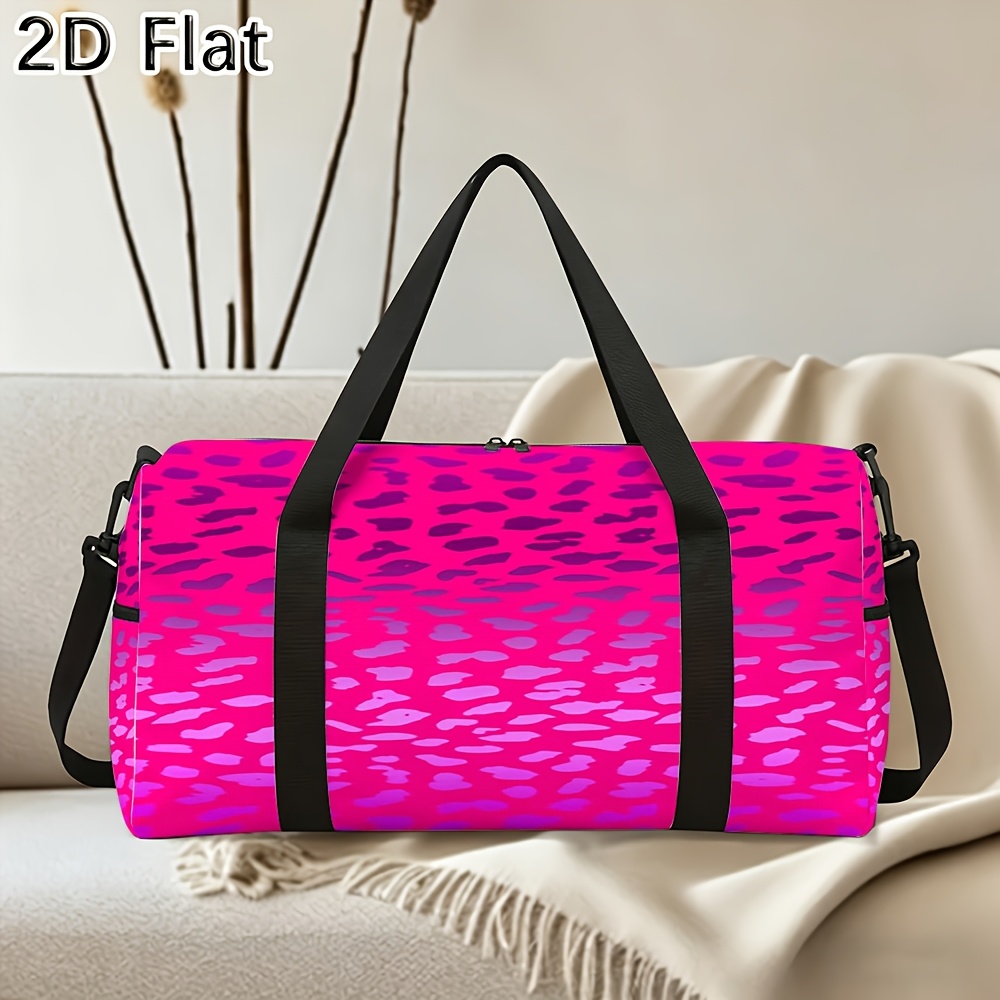 TEMU 1pc Pink Gradient Leopard Print Portable Fitness Duffel Bag Suitable For Gym Sports And Daily Short Travel