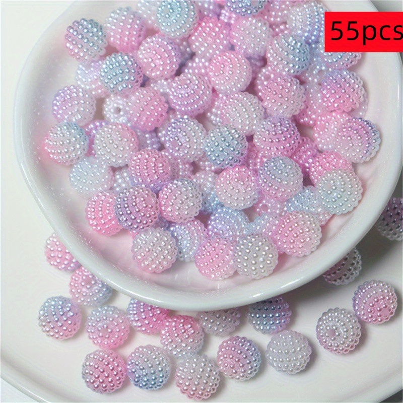 55pcs 10mm Color Pink Purple Yangmei Ball Beads Acrylic Beads Crafts Beads Decorative Beads Jewelry Making Supplies
