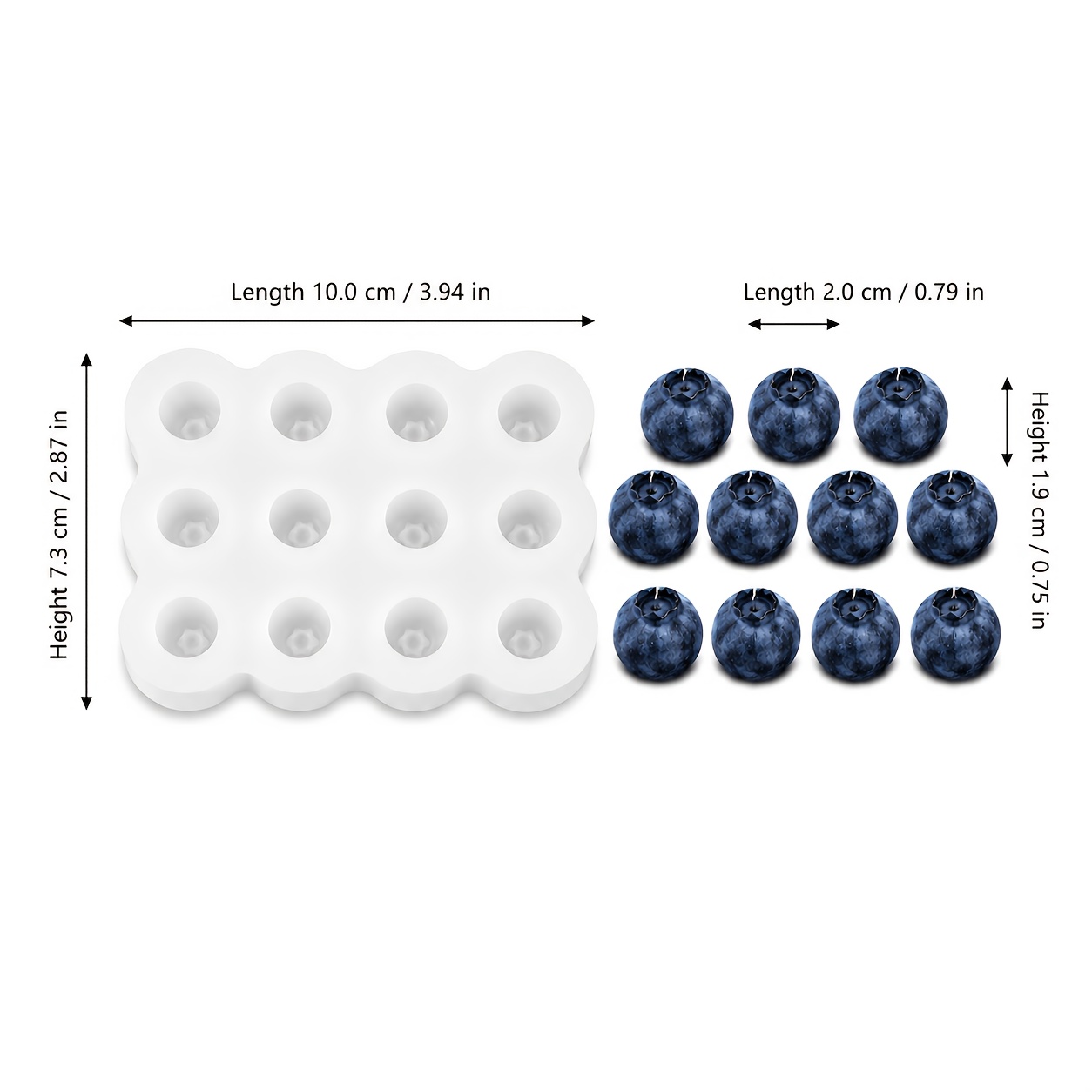 TEMU Moule en silicone à 12 cavités de , design de fruit réaliste pour bougie parfumée et artisanat en résine main, pour décoration de table à
