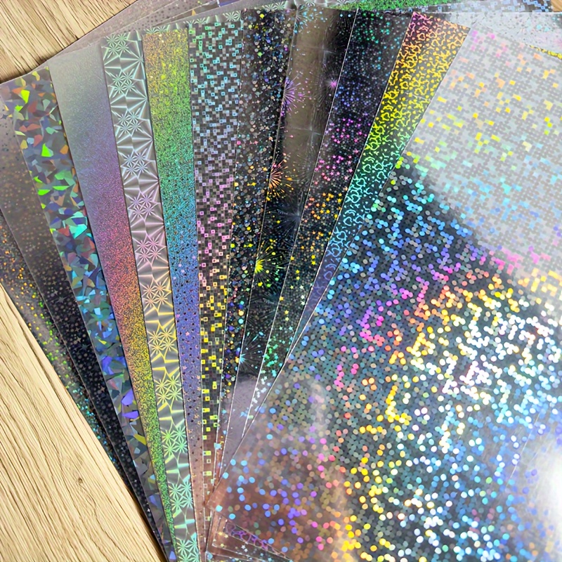 

Holographic Pattern Cardstock Paper Pack - 12 Sheets A4 Size, 250gsm Specialty Craft Paper, Assorted Hologram Designs For Card Making, Scrapbooking, Christmas Decorations & Party Supplies