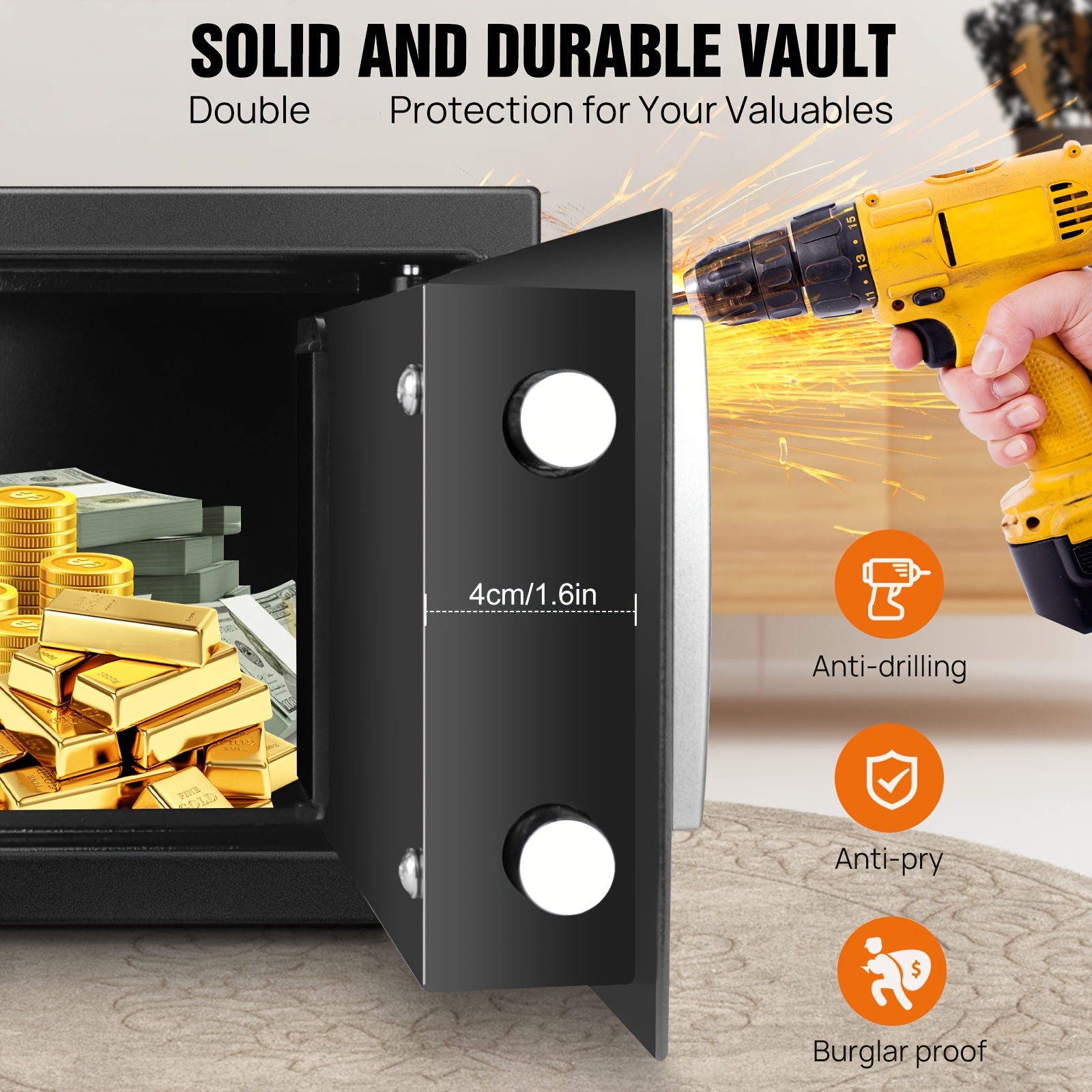 Small Mini All-Steel Safe, Wall-Mounted
