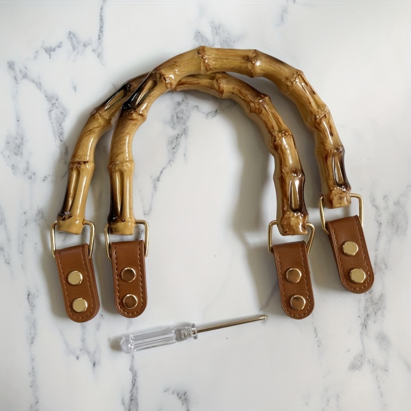 Image of 2pcs Handmade Handbag Wallet Making U-shaped Handle Strap Parts Replacement Bamboo Knot Handle Leather Craft Gift, Wallet Making, Diy Wallet Making