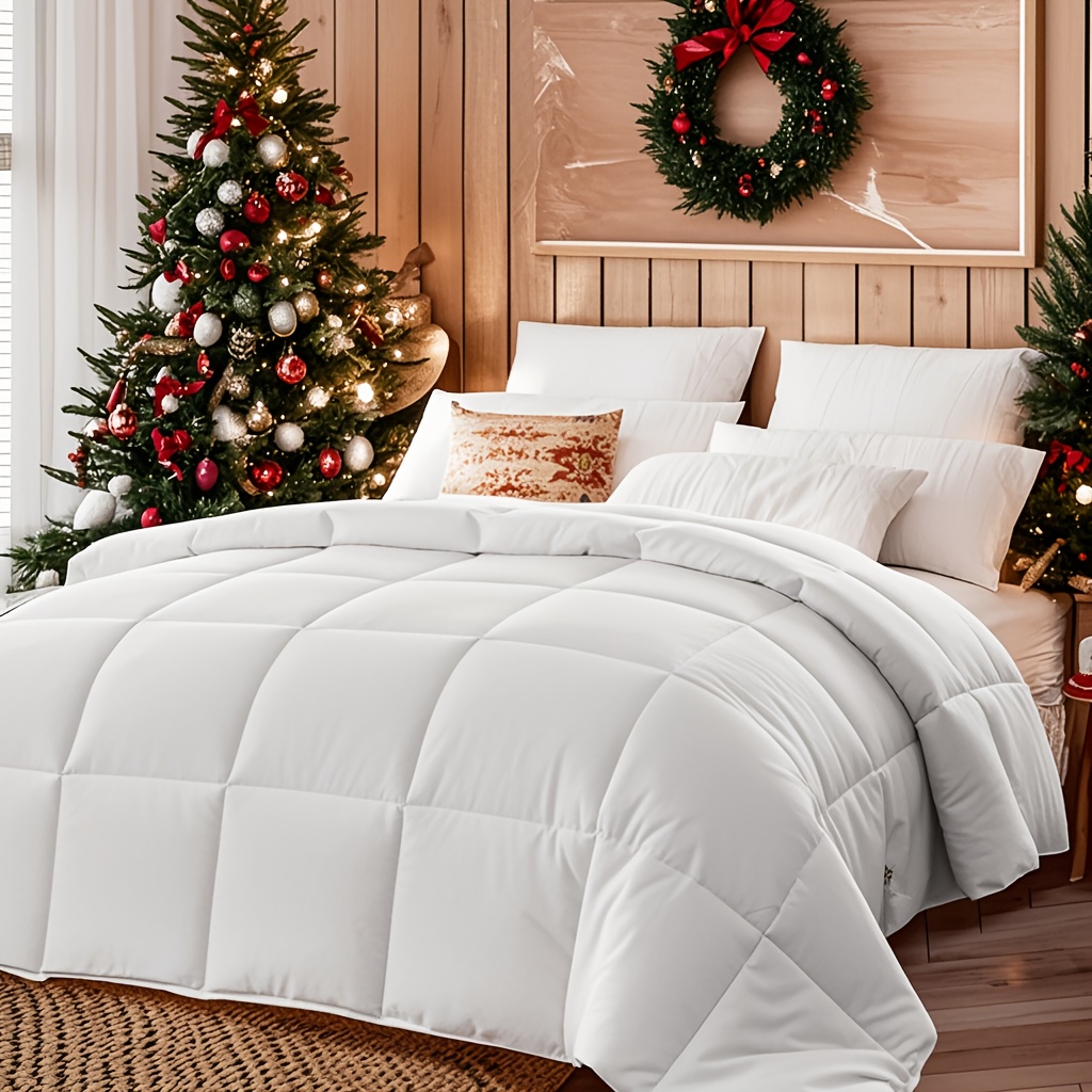 

King/queen Size Luxury Breathable Winter Comforter - Fluffy Fiber Filling, Lightweight And For All - White, Hypoallergenic, And , Breathable Fabric, Queen/king Size Bed In A Bag, As Christmas Gifts