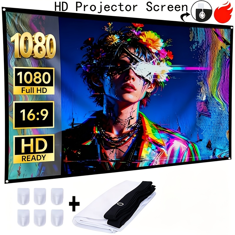 60-inch Ultra Hd Home Theater Projection Screen, 16:9 Designed Specifically For Projectors, For Home Theaters & Compatible With Smartphones, Laptops, For Home, Office, Parties (projector Not Included)