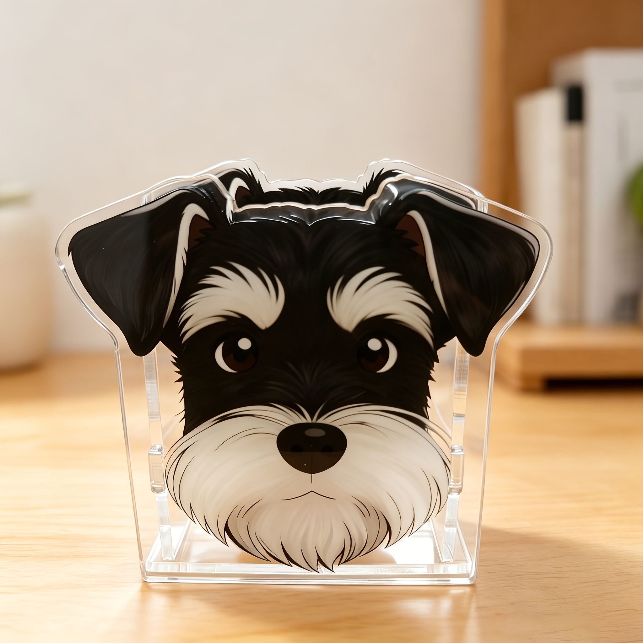 TEMU Exquisite Schnauzer-shaped Acrylic Pen Holder, Puzzle Storage Box, Desktop Small Item Organizer, Pen Organizer, Cute And Durable Pen Holder,