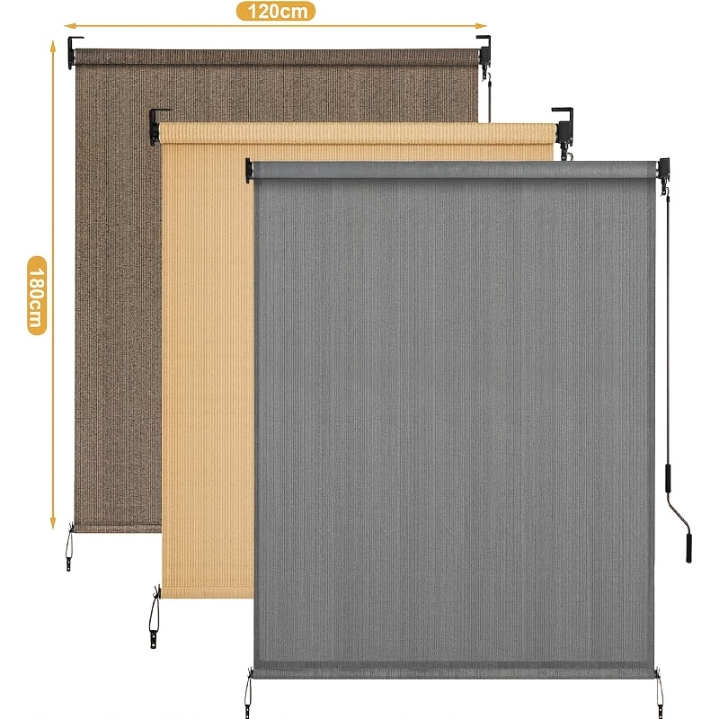 Image of Hdpe Retractable Vertical Awning, Garden Privacy Sunshade, Retractable And Uv Protection, Aluminum Alloy Tubing And Crank Control, Suitable For Windows, , Gardens, And ; Drilling Required