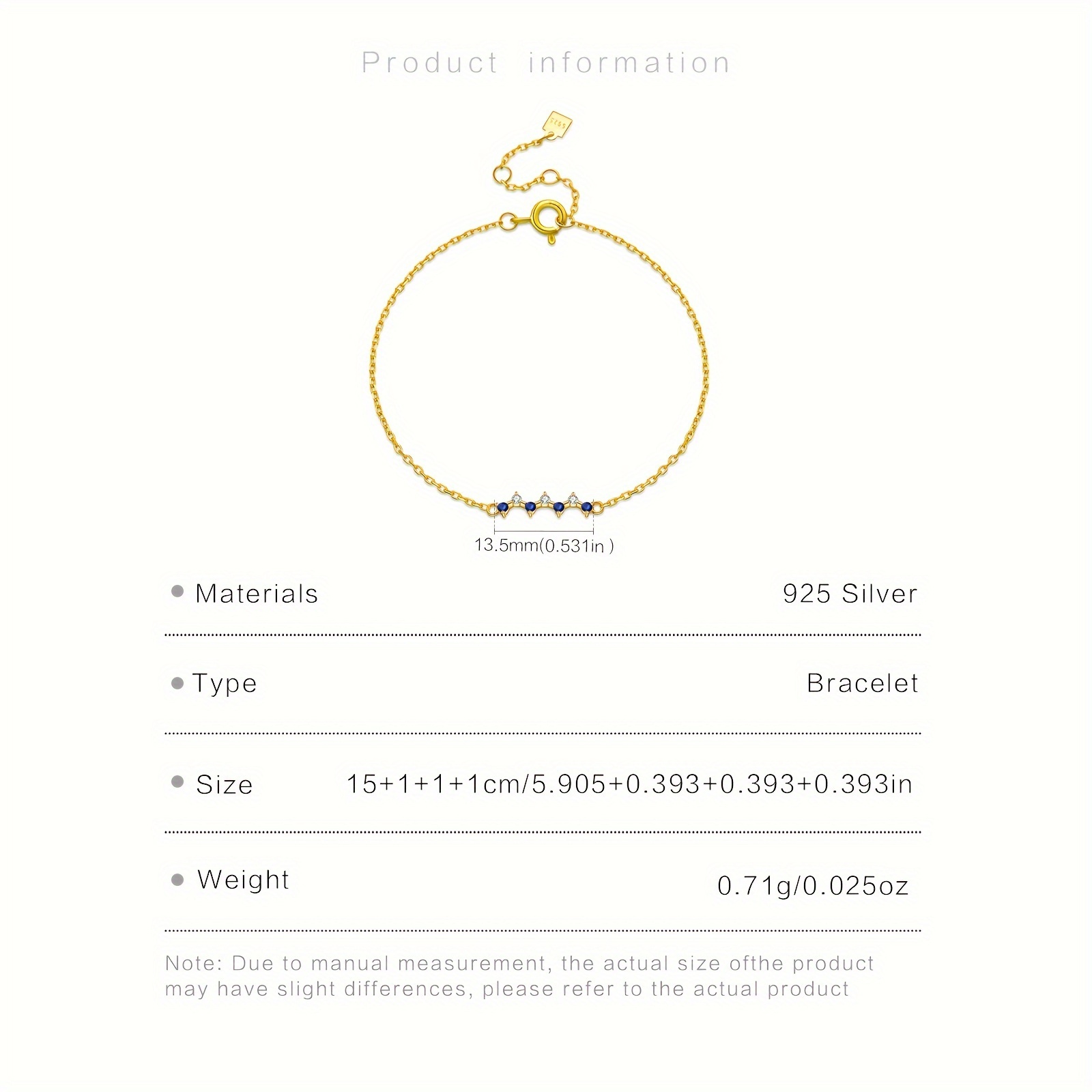 Golden Plated CZ Sterling Silver Bracelet for Women