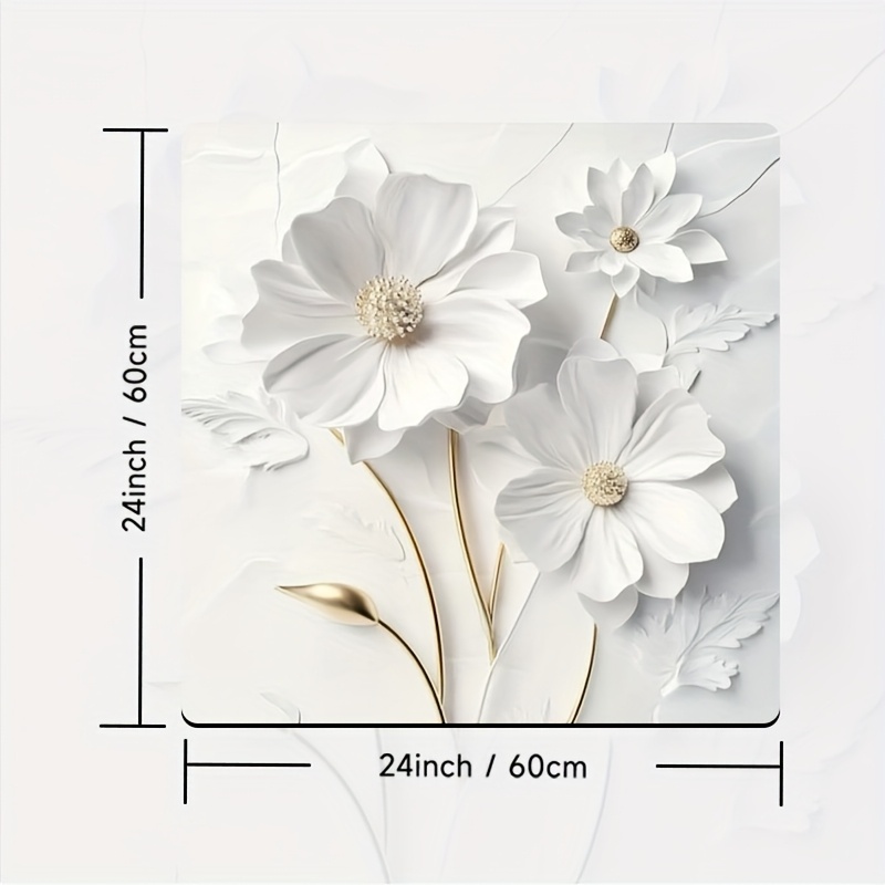 TEMU 1pc, Washing Machine Mat - Non-slip, Multipurpose Dish Drying Mat, 2d White White Flower, Polyester For Laundry Bathroom Home Decor, Room Decor,