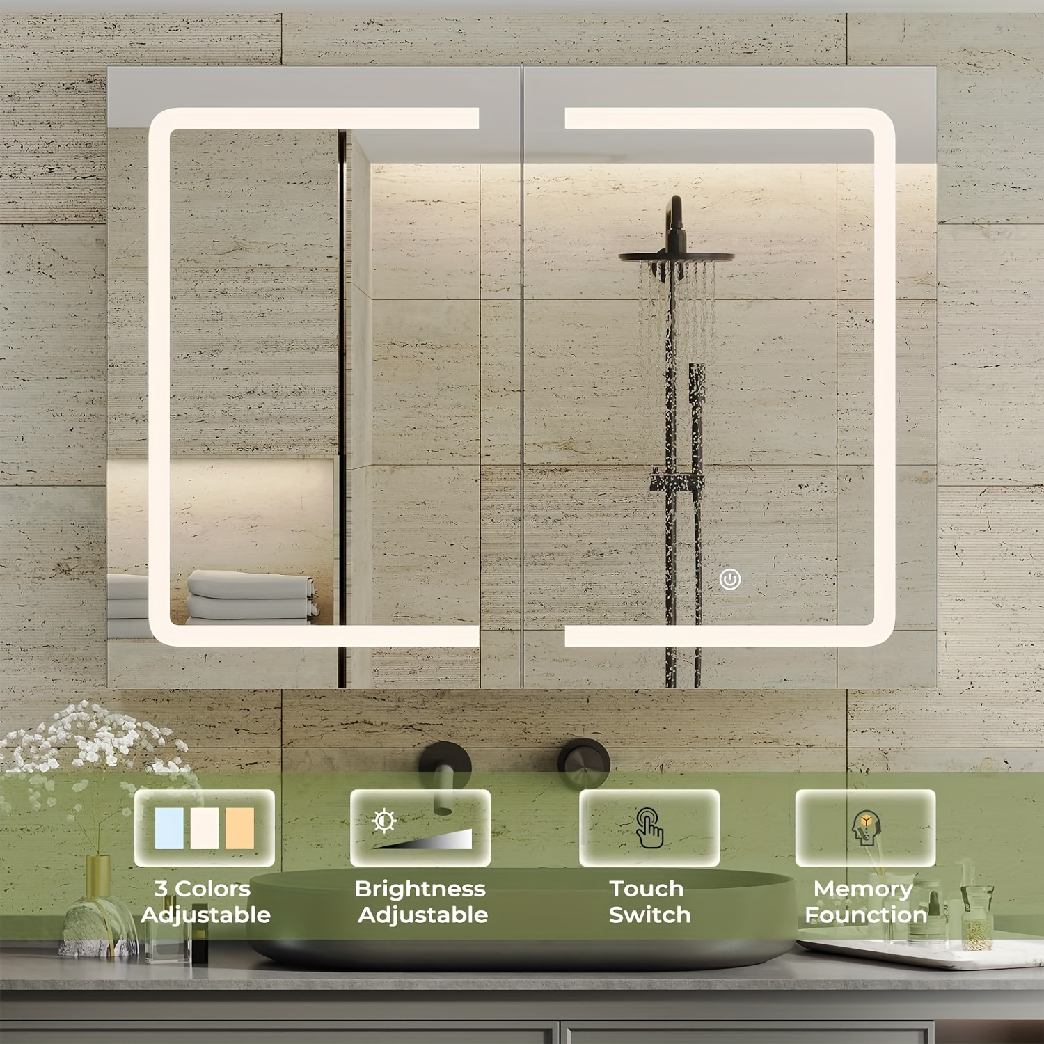 

Led , Mounted Lighted Mirrors And For Bathroom, Bathroom Cabinets Double ,