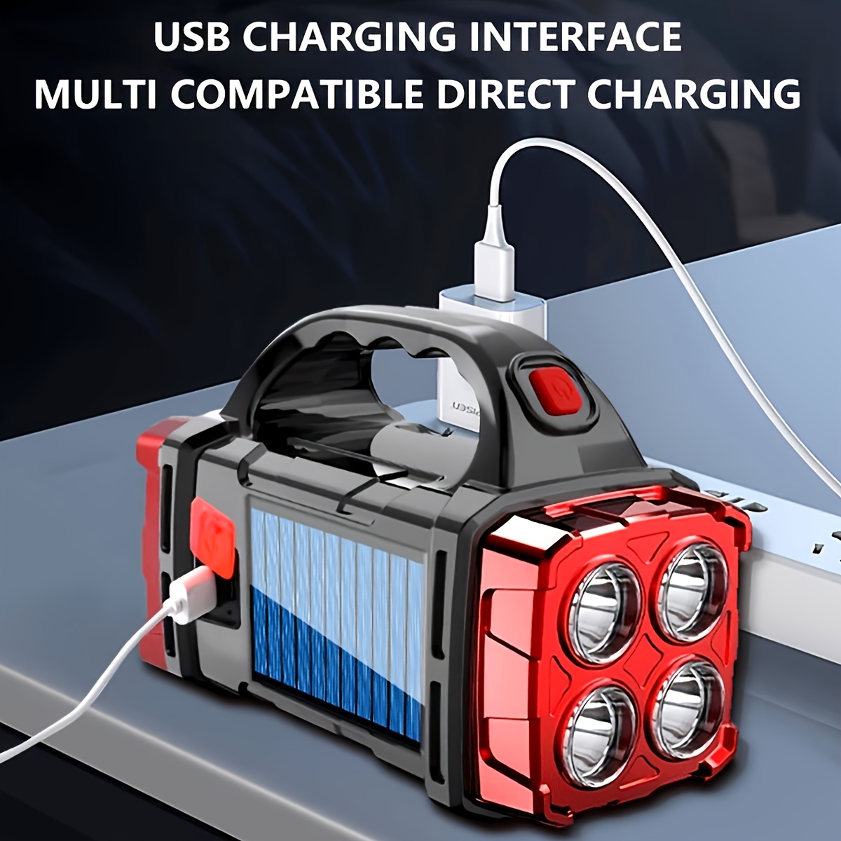 solar camping flashlight solar camping light bright portable rechargeable power bank usb led flashlight torch with long lasting     versatile charging options for camping gear equipment outdoor camping hiking hiking