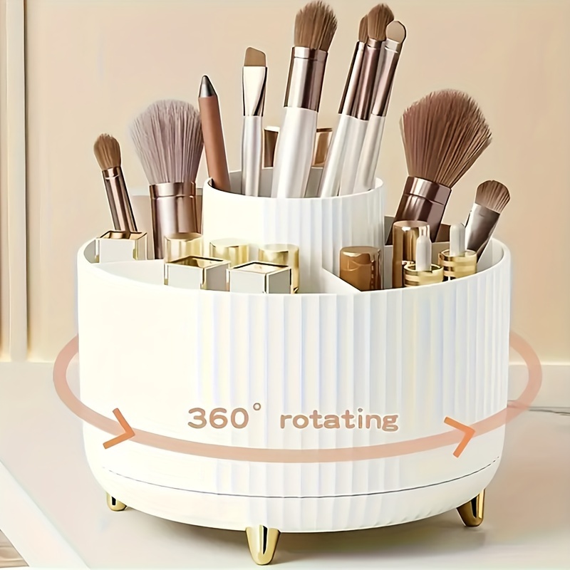 

360 Rotating - Plastic Cosmetic Storage Box 5 Compartments For Brushes, Lipsticks, - - Desk Organizer