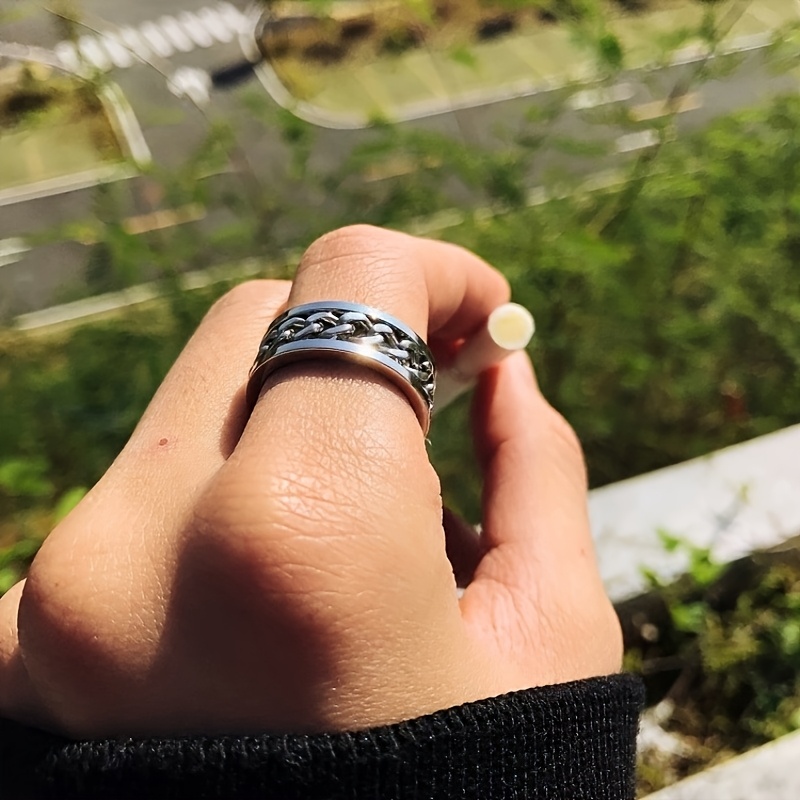 custom engraved letter and number birthday name ring rotating relax ring for men and women fashion jewelry suitable for   men and women Product details 4