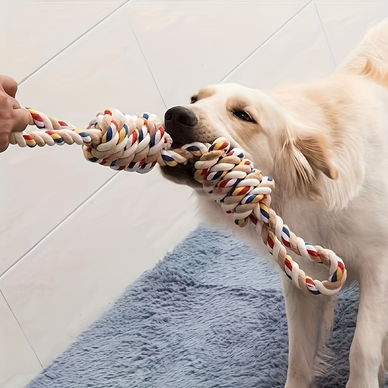 

1pc Heavy Duty Teeth Cleaning Braided Rope Knot Pet Toy, Tug Of War Dog Chew Durable Toy For Cat And Dog Teeth Cleaning Supply